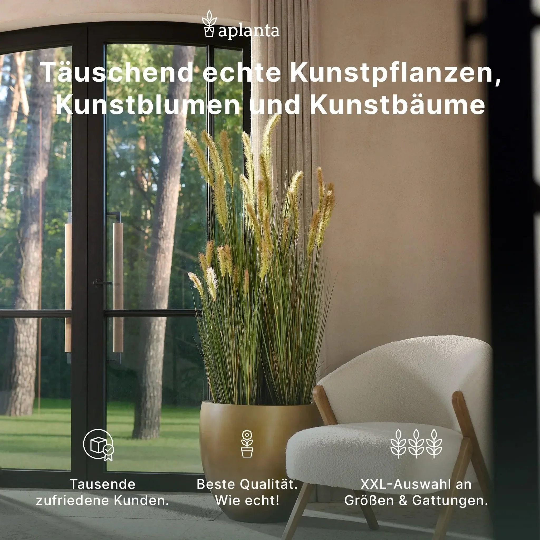 aplanta Künstliches Kugelgras "Aurora" – 70 cm, Grün